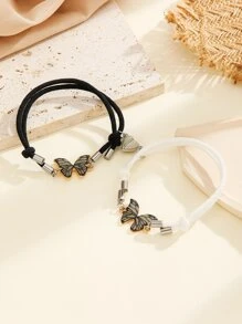 ATLVXJL 2件套情侣夜光蝴蝶爱心装饰手链，情人节礼物，夜光情侣礼物 - 彩色 - 查看 8