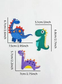 3入組多色恐龍熱轉印貼章,適用於衣服、帽子、包包diy裝飾 - 彩色 - 查看 4