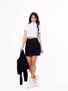 Women Denim Skirts - Black - View 6