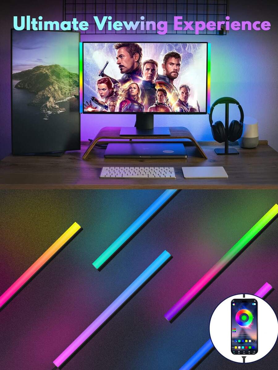 Rgb顯示器燈帶,桌面遊戲裝置用led燈,usb供電鍵盤燈 - 彩色 - 查看 1
