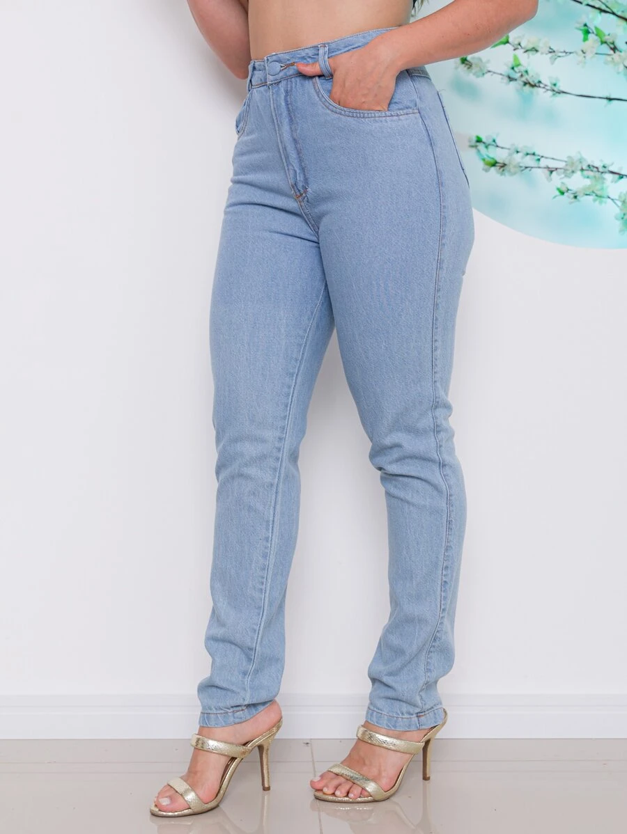 Women Jeans - 藍白色 - 查看 1
