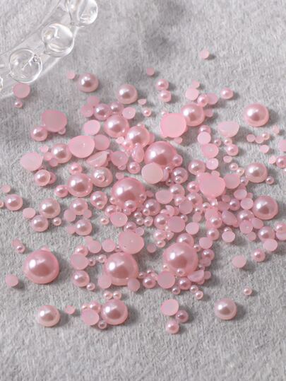 200 件/包粉色平底珍珠混合尺寸美甲装饰 DIY 指甲饰 指甲宝石 美甲用品 指甲