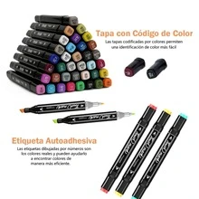 24 Pieces Colors Animation Drawing Set, Art Drawing Kit With Base And Double Tip, Professional Drawing Set For Artists, Calligraphy And Lettering - Multicolor - View 3