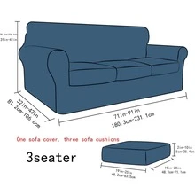 1件套包括1沙發套和3靠墊套,純的顏色針織緊的流蘇花厚彈性沙發套帶局部靠墊套適用於強力遮瑕沙發墊沙發套 - 灰色 - 查看 10