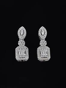 MOONSO 1 Mặt dây chuyền đá Zirconia trắng thanh lịch và thời trang, đa năng cho tiệc tùng, hàng ngày, hẹn hò, quà tặng ngày lễ, hoa tai nữ E007 - trắng - Xem 1