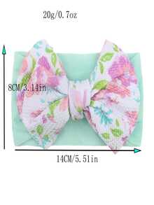 1 件裝嬰兒可愛蝴蝶結花卉髮帶 - 薄荷綠 - 查看 3