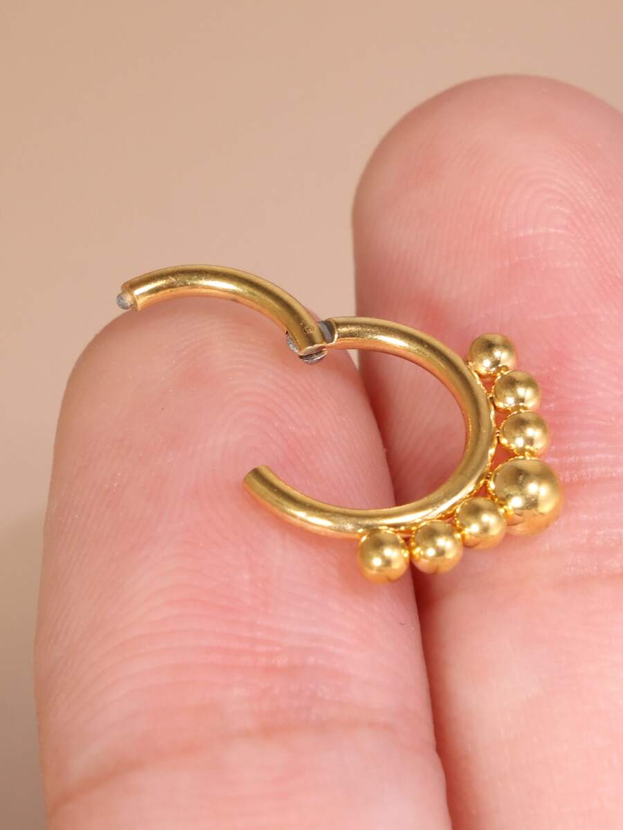 1入款金色鼻環時尚鼻飾穿孔飾品 - 金黃色 - 查看 1
