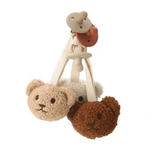 Handcrafted Teddy Bear Face Stuffed Plush Toy With Pacifier Clip, Embroidered, Prevent Losing Pacifier, For Baby Sleeping Soothing, Taupe - Camel - View 4