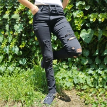 JEANS SKINNY STRETCH DESTRUCCION BODY - Negro - Ver 1