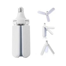 Lâmpada Bulbo LED Pétalas 45W Dobrável Ajustável Multi-Ângulos Luminária Fan Blade de 3 Folhas/Pás E27 Bivolt - Branco - Visão 4