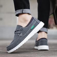 Mocasines de hombres azul minimalista con con cordón cierre - Azul - Ver 3