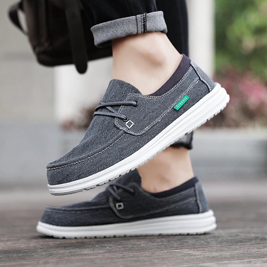 Mocasines de hombres azul minimalista con con cordón cierre - Azul - Ver 1