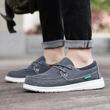 Mocasines de hombres azul minimalista con con cordón cierre - Azul - Ver 4