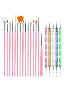 20 件套指甲刷套装专业美甲用品适用于丙烯酸 UV 凝胶描点美甲设计工具化妆配件美甲装饰刷 DIY - 彩色 - 查看 1