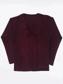 Crossover V-Neck Sweater With Buttons School Uniform For Escort Roma Point Reduced Sizes - 酒紅色 - 查看 3