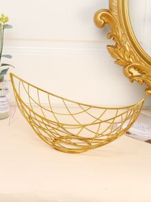 1入組鐵藝糖果托盤,創意設計的中空水果籃,客廳咖啡桌小吃收納籃 - 金色 - 查看 2