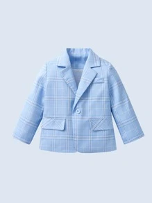 BOARNSEORL 2 件套男婴西装套装，随机配蓝色格子西装裤，适合婚礼、宴会、生日、派对、正式活动 - 淺藍色 - 查看 3
