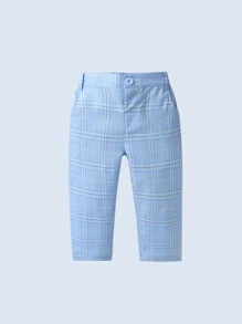 BOARNSEORL 2 件套男婴西装套装，随机配蓝色格子西装裤，适合婚礼、宴会、生日、派对、正式活动 - 淺藍色 - 查看 4