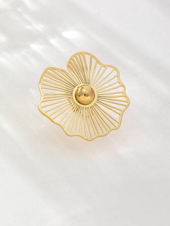 Nuevo anillo de acero inoxidable 316l de titanio de oro de 18k con diseño geométrico personalizado para mujeres