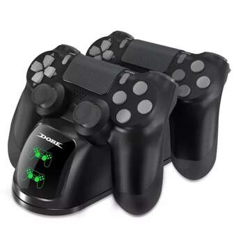 1 Stück Schwarze Doppel-Ladestation mit Anzeigelampe für PS4/Slim/Pro Wireless Controller