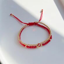 Pulsera con cuenta 18k dorado con diseño de ojo multicapas - Rojo - Ver 7