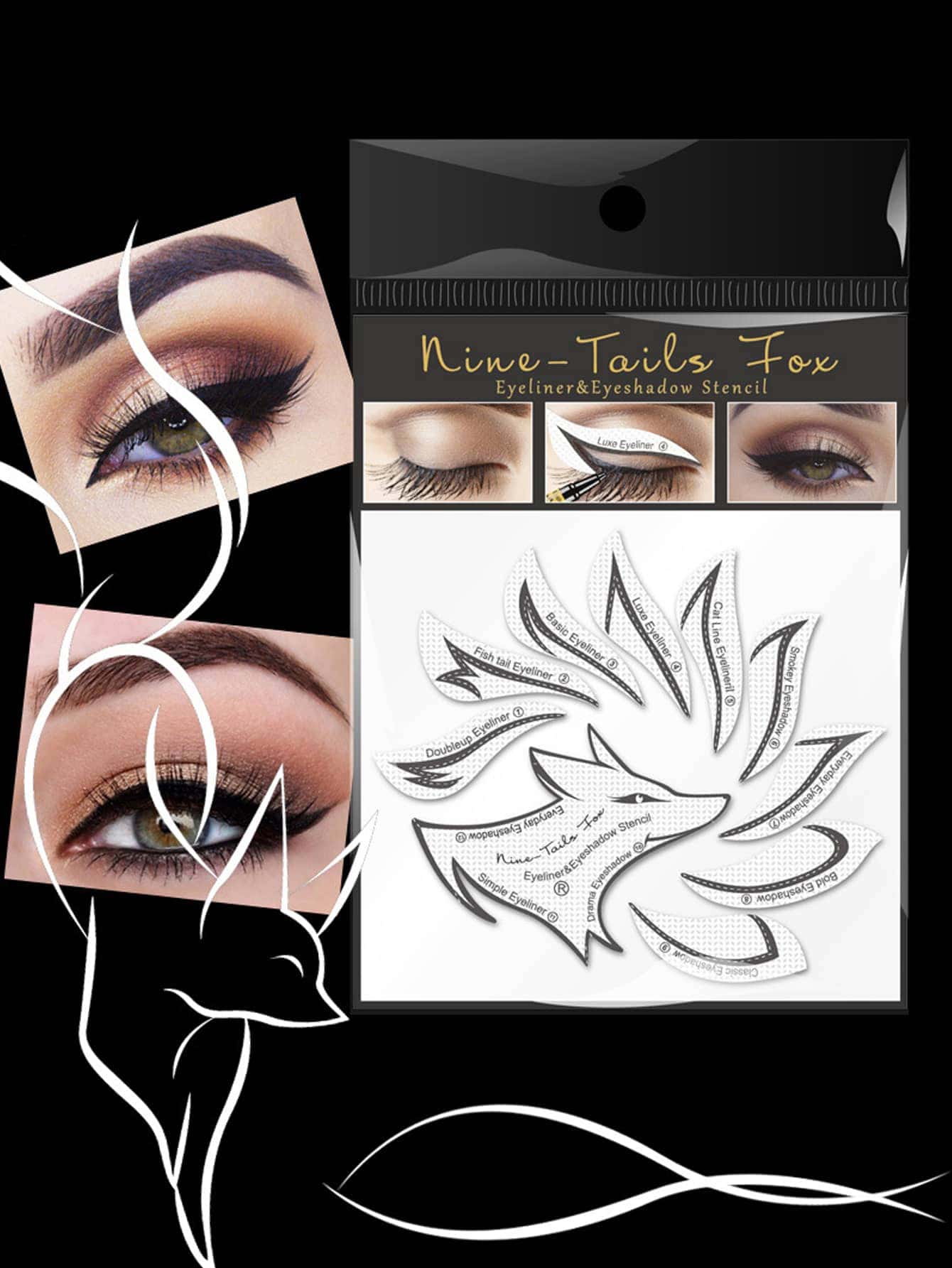 1pc Professional Eyeliner Stencil Set 12 Pairs Eyeshadow Stencil Kit