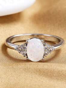 1pc Stainless Steel Fashionable Versatile Elliptical Ring - Silver - View 3