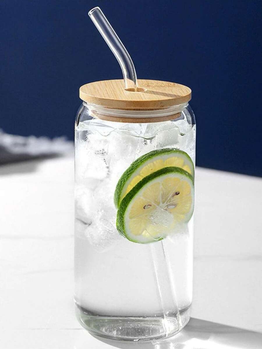 1 件 550 毫升透明吸管瓶,现代玻璃咖啡杯,适合家庭、办公室、水瓶 - 無色 - 查看 1