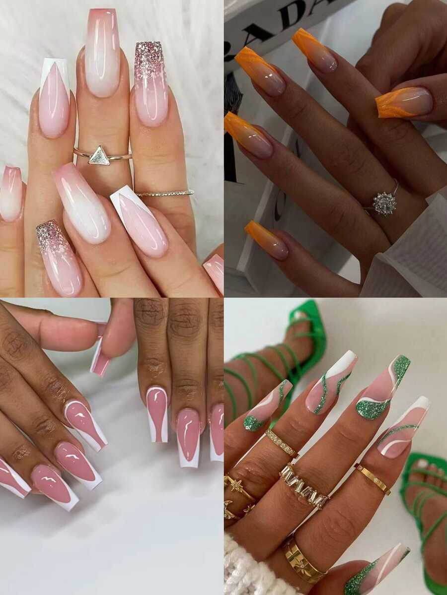 Glitter False Nails - Multicolor - View 1