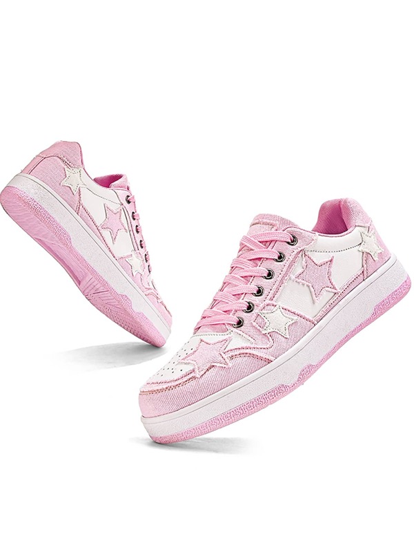 Star Pattern Canvas Sneakers, Unisex Couple's Casual Shoes