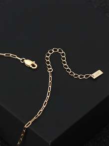 ESBERRY 1件几何链条脚链，S925纯银，休闲魅力优雅珠宝礼物，女士情人节礼物 - 金黃色 - 查看 7