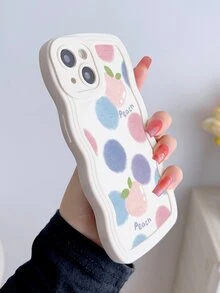1入組迷人的桃子樣式防震白色波浪狀的手機外殼適用於iphone - 彩色 - 查看 2