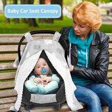 Canopy de siège auto pour bébé, Couverture d'allaitement multi-usage, Canopy de siège auto pour nouveau-né, Pare-vent pour siège auto, Doublure en fausse fourrure à pois, Couverture d'allaitement, Cadeau de naissance pour nouveau-né, Toutes saisons - Multicolore - Voir 9