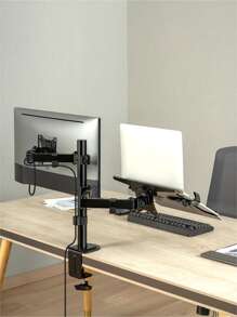 Redlemon Adjustable Monitor And Laptop Stand For Desktop, Articulating Monitor Arm With Laptop Base, Base For Computer And Screen, Ideal For Office, Gamer Desk And Office - Black - View 7
