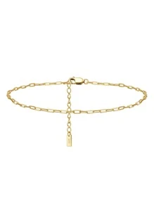 ESBERRY 1件几何链条脚链，S925纯银，休闲魅力优雅珠宝礼物，女士情人节礼物 - 金黃色 - 查看 3