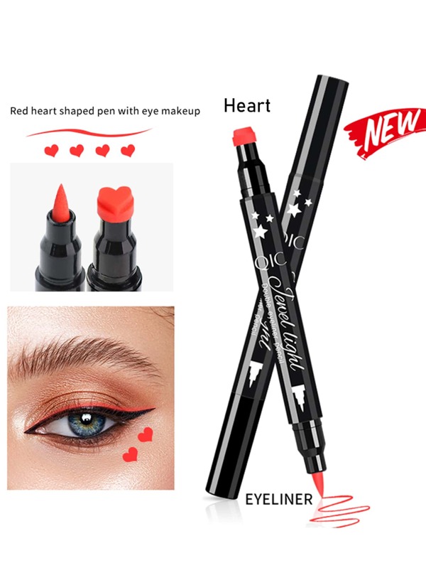 Double Ended Eyeliner Stamp Pen, Liquid Red Eyeliner Seal Pen, Heart