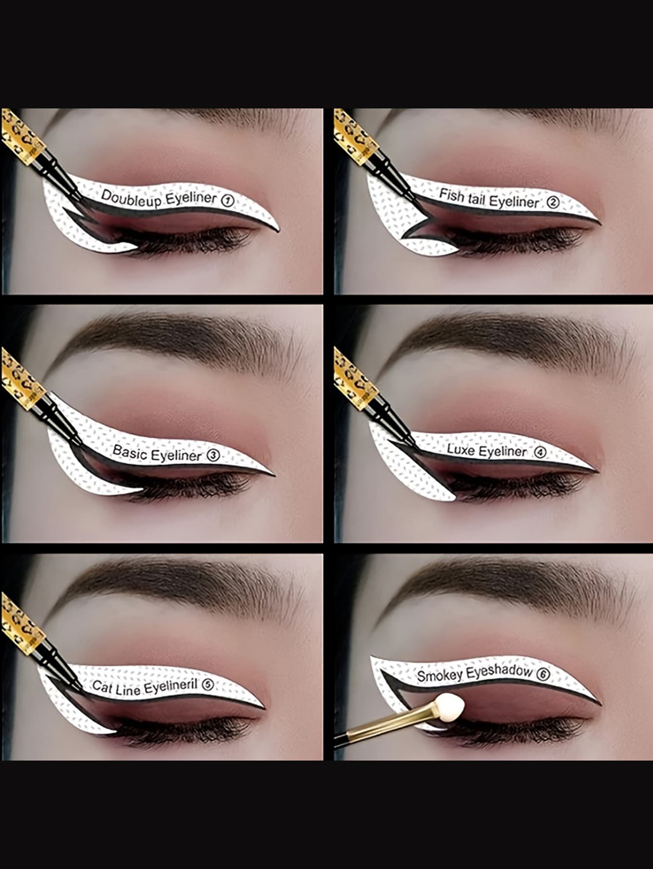 1pc Professional Eyeliner Stencil Set 12 Pairs Eyeshadow Stencil Kit