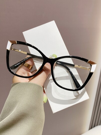 LiMiaoMiao 1pc Women's Black Cat Eye Non-Prescription Eyeglasses Y2k Fashion Glasses Tr Metal Comfortable Spring Hinges Clear Glasses Accessories Glasses Accessories For Women