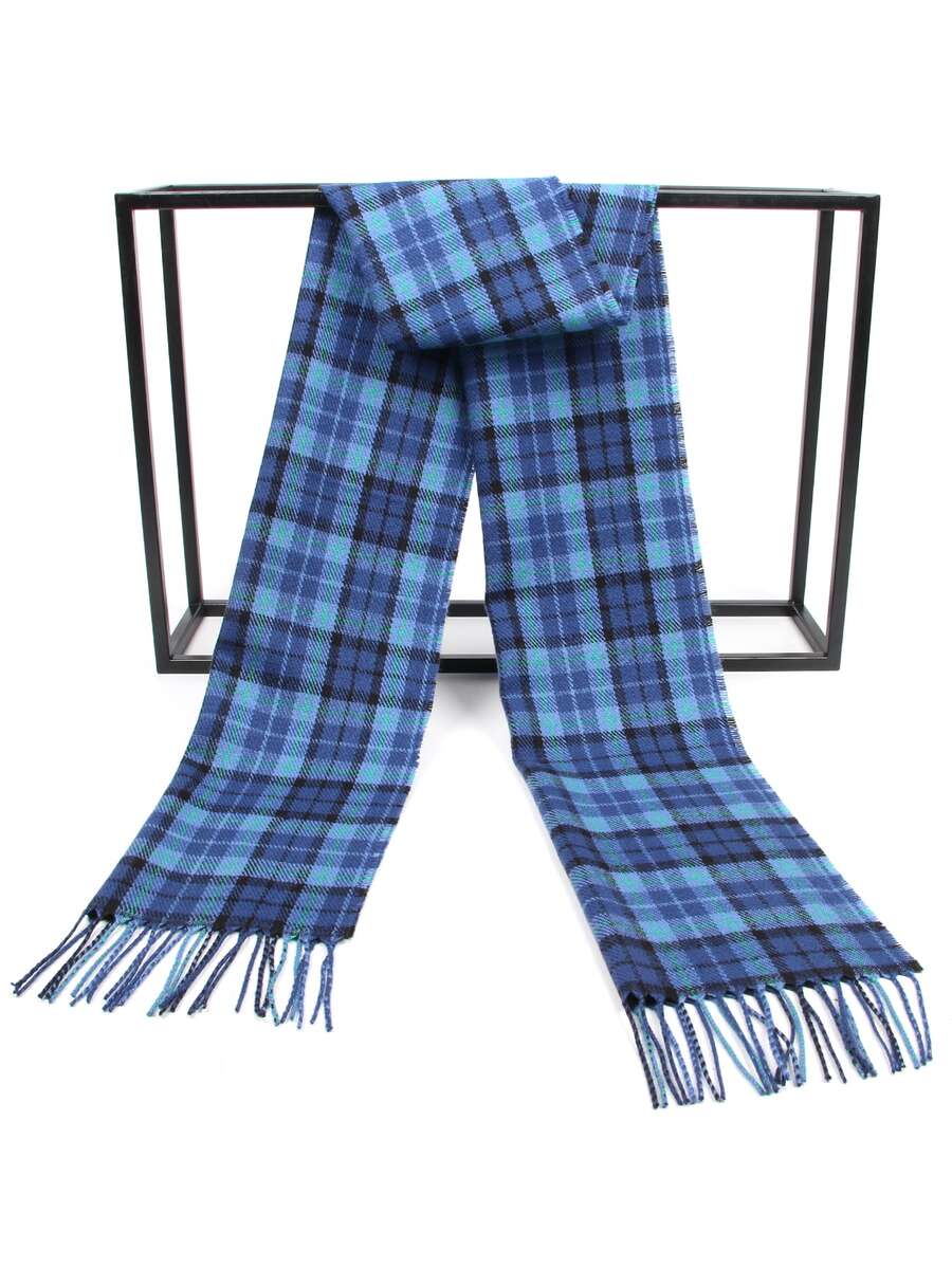 1入組藍色的格紋秋天和冬天柔軟的和舒服的厚羊絨全部時尚格紋亞克力圍巾