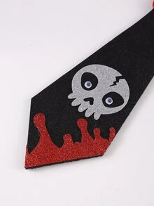 1 Pieza Corbata De Calaveras De Halloween Para Adultos, Accesorio Para Fierno De Disfraces O Fiesta De Baile - Negro - Ver 5