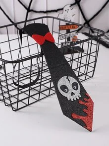 1 Pieza Corbata De Calaveras De Halloween Para Adultos, Accesorio Para Fierno De Disfraces O Fiesta De Baile - Negro - Ver 4