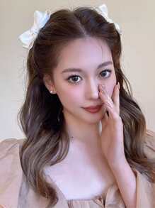 Set de 2 pasadores de pelo con lazo 3D satinado y brillante para mujer, accesorios de pelo simples y adorables para uso diario, decoración de fiestas y festivales, lindos clips de pelo para el Día de San Valentín, pinzas para el cabello, pasadores de pelo, barrettes, artículos escolares, elegantes, para universidad, atuendo de invierno para mujer, lazos - Beis - Ver 2