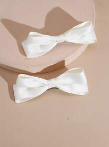 Set de 2 pasadores de pelo con lazo 3D satinado y brillante para mujer, accesorios de pelo simples y adorables para uso diario, decoración de fiestas y festivales, lindos clips de pelo para el Día de San Valentín, pinzas para el cabello, pasadores de pelo, barrettes, artículos escolares, elegantes, para universidad, atuendo de invierno para mujer, lazos - Beis - Ver 6