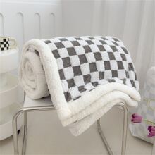 1 件加厚印花毯，透气柔软舒适，四季床毯和沙发毯 - 黑色 - 查看 9