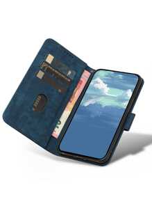 1 szt. Niebieski Modny styl biznesowy Z klapką Odporny na wstrząsy otwór na kartę Wielofunkcyjny futerał na telefon Kompatybilny z telefonami Samsung i Apple Kompatybilny z iPhone15/15Plus/15Pro/15Promax - Niebieski - Zobacz 2