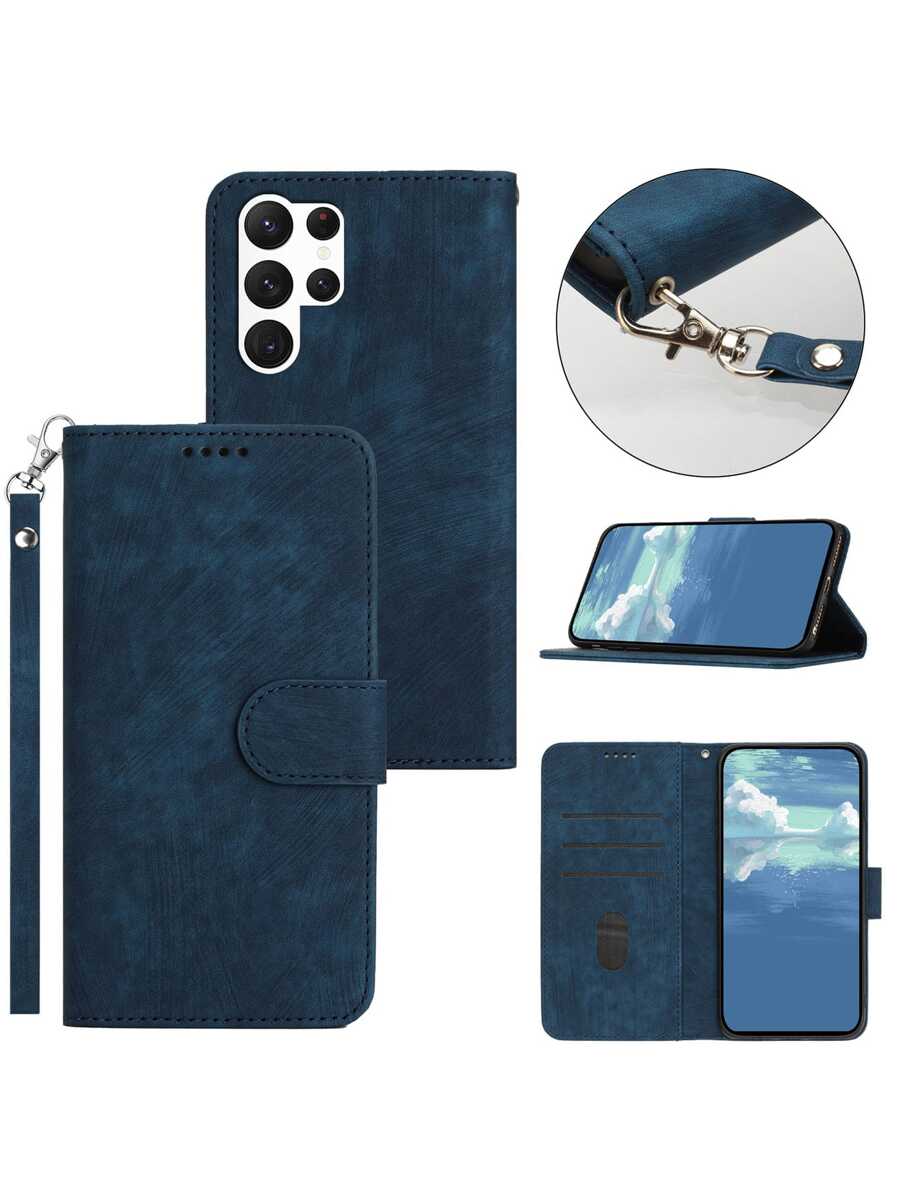 1 szt. Niebieski Modny styl biznesowy Z klapką Odporny na wstrząsy otwór na kartę Wielofunkcyjny futerał na telefon Kompatybilny z telefonami Samsung i Apple Kompatybilny z iPhone15/15Plus/15Pro/15Promax - Niebieski - Zobacz 1