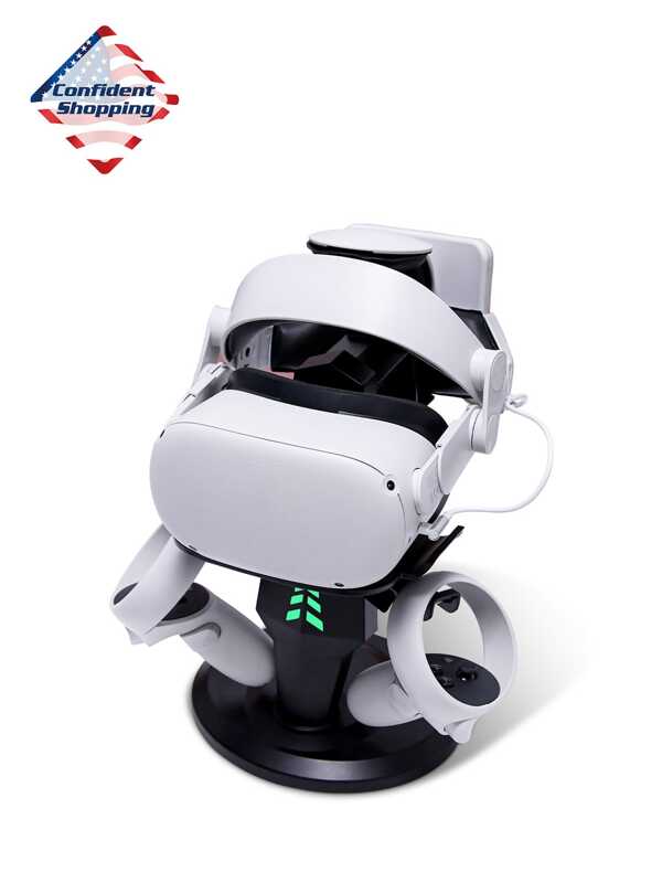Compatible With Oculus Quest 2 Accessories Stand - VR Stand With Rotatable Controllers Hanger LED Charging Indicators Easy Assembly