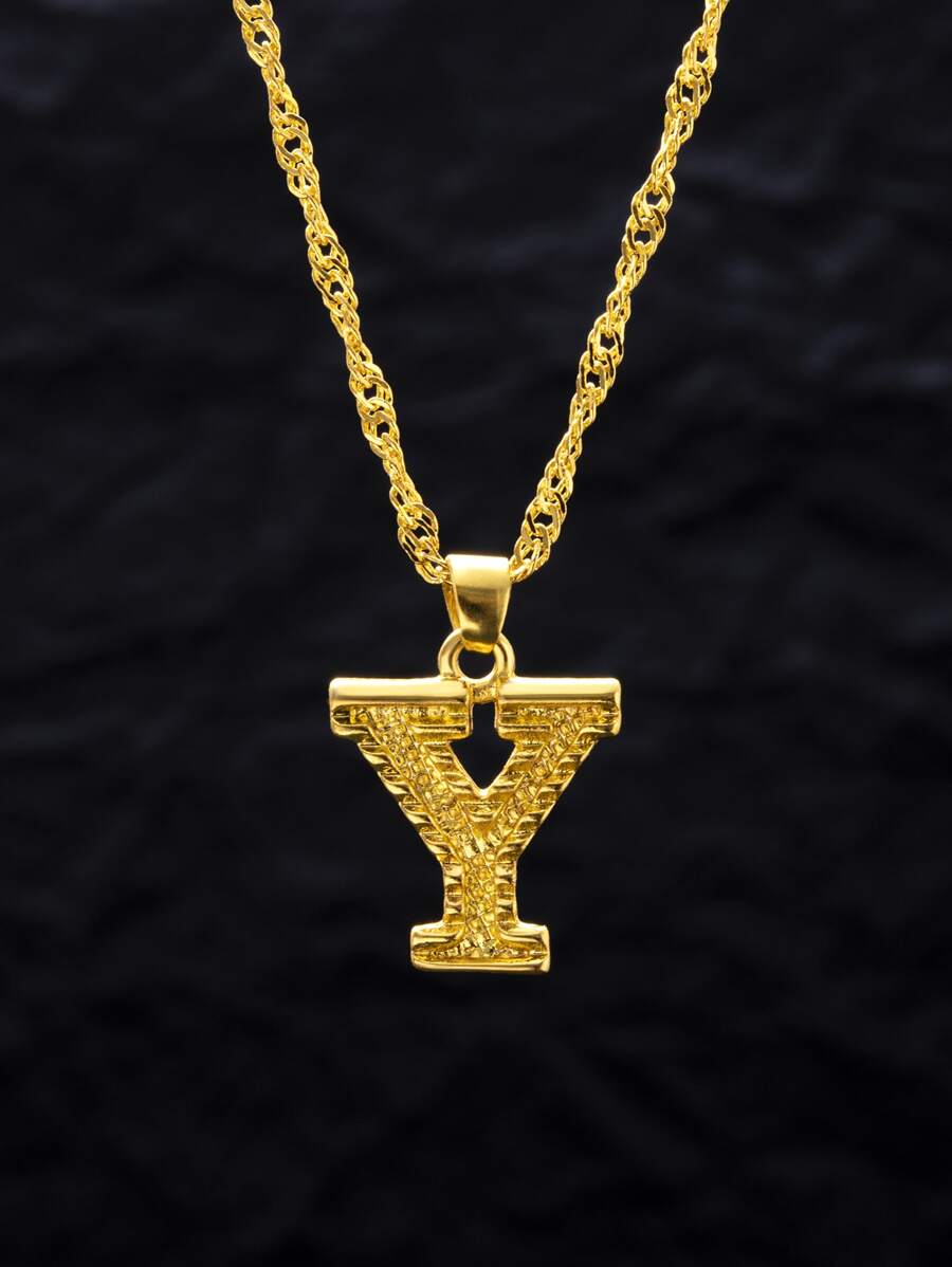 suteyi 1 件青少年大写字母首字母吊坠项链，不锈钢金色 A-Z 字母吊坠项链