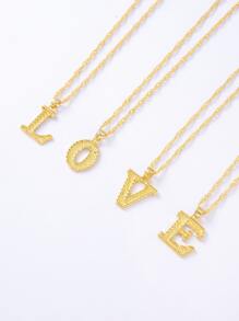 suteyi 1 件青少年大写字母首字母吊坠项链，不锈钢金色 A-Z 字母吊坠项链