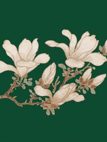 1件防水桌布,白色玉蘭花紋,適用於茶禮、餐廳和家庭使用 - 綠色 - 查看 3